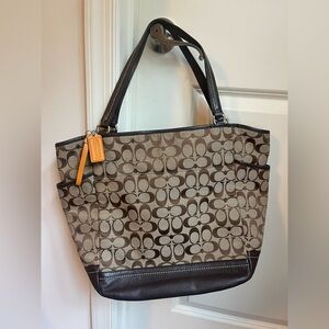 Brown and tan coach bag